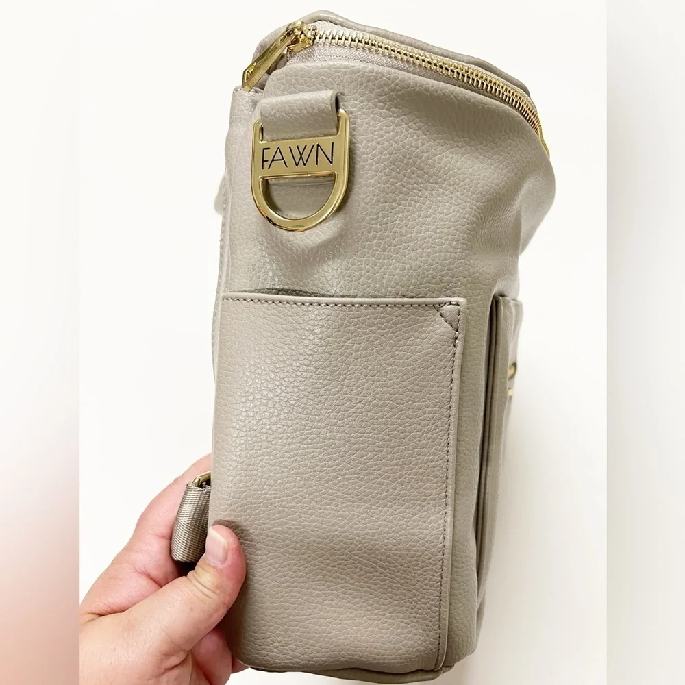Fawn Design Gray Vegan Leather The Original 12 Pocket Diaper Bag Backpack